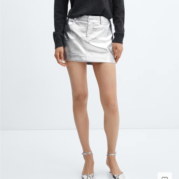 Mango Metallic Faux Leather Women's Miniskirt | NWT Size Medium - Picture 3 of 6